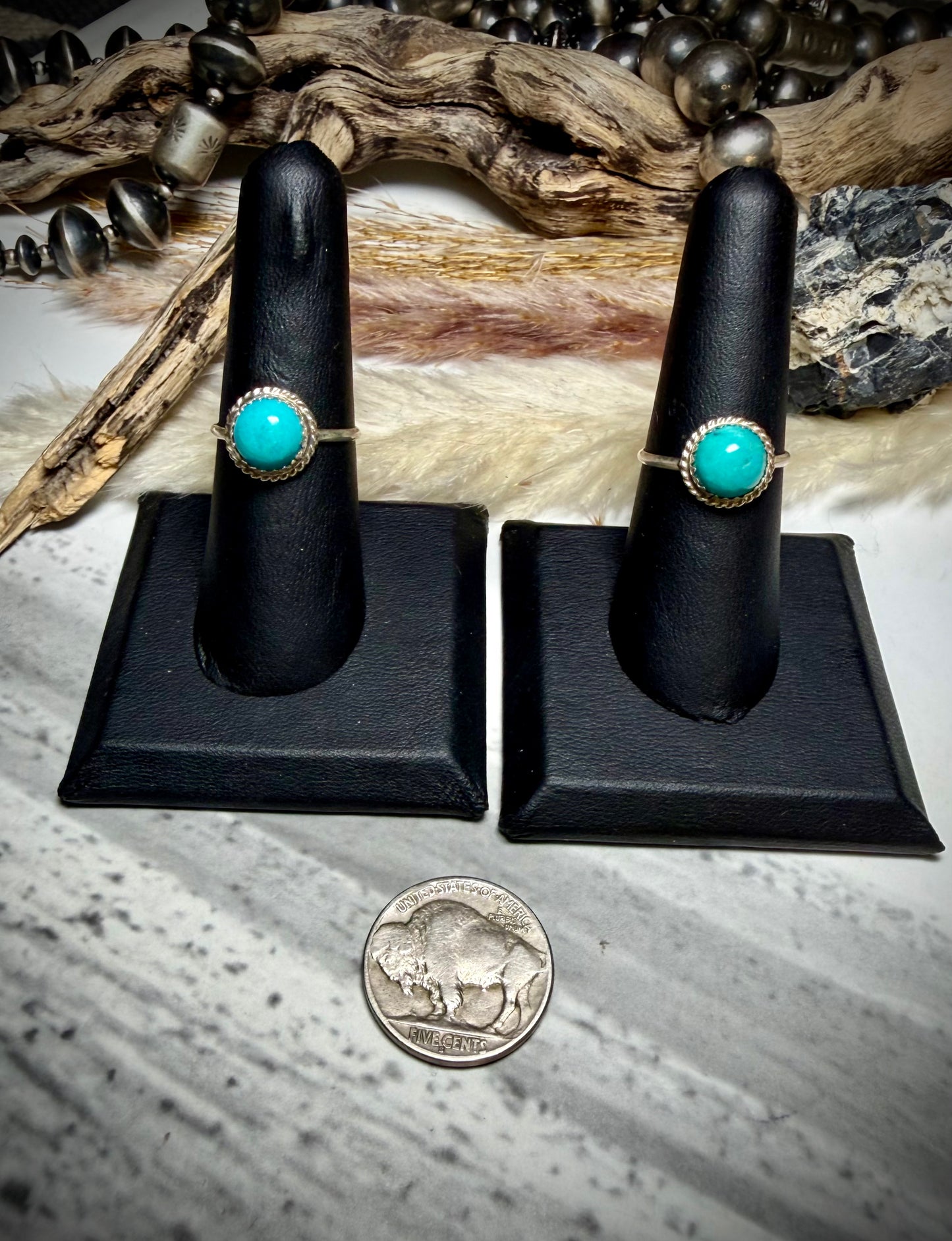 Esther White Turquoise Rings Size 7