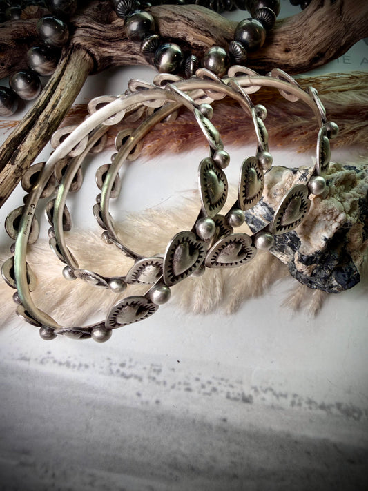 Sterling Silver Heart Bangle by Chris Etsitty