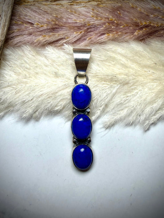 Three Stone Lapis Pendant