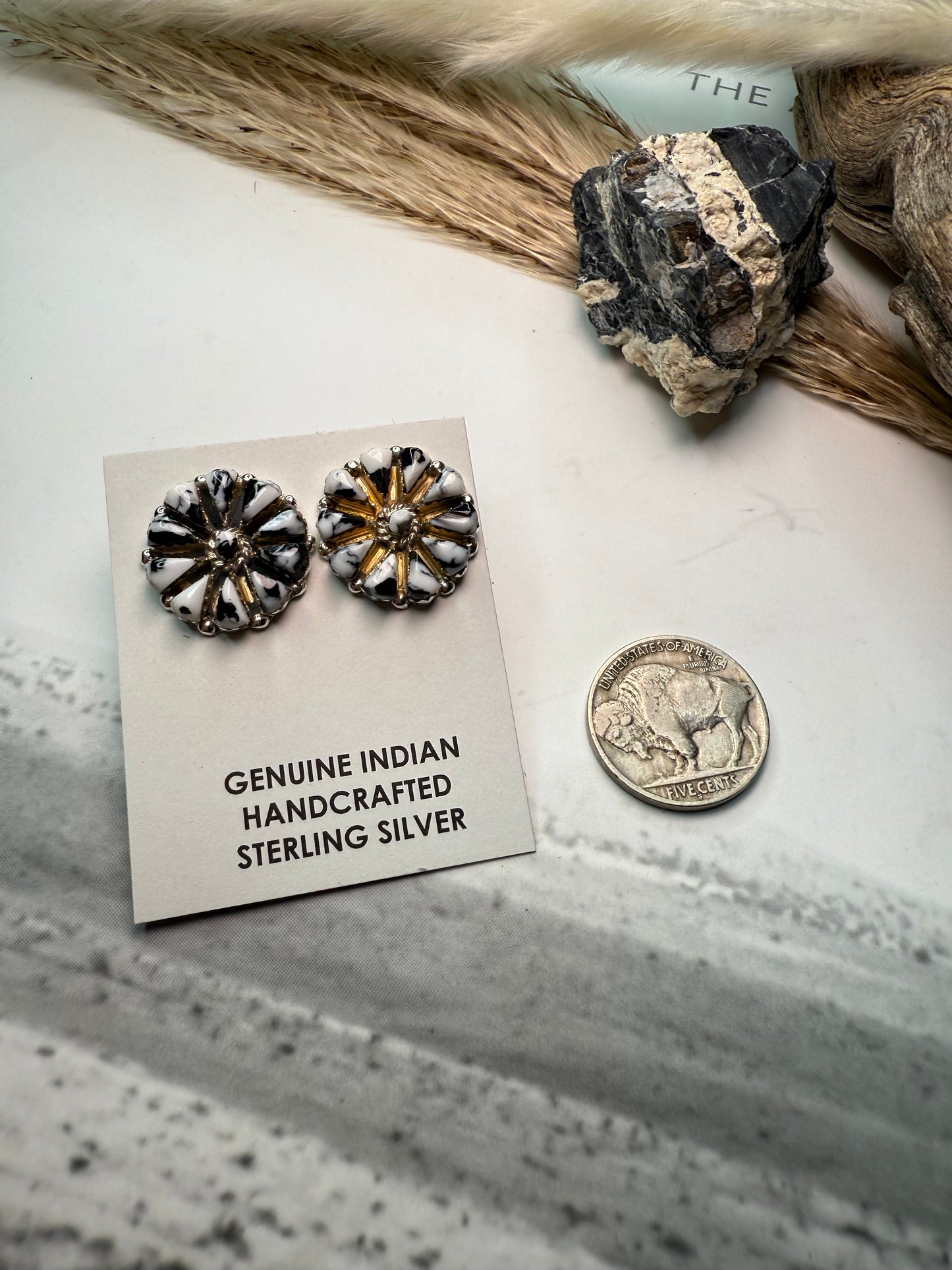 White Buffalo Cluster Earring