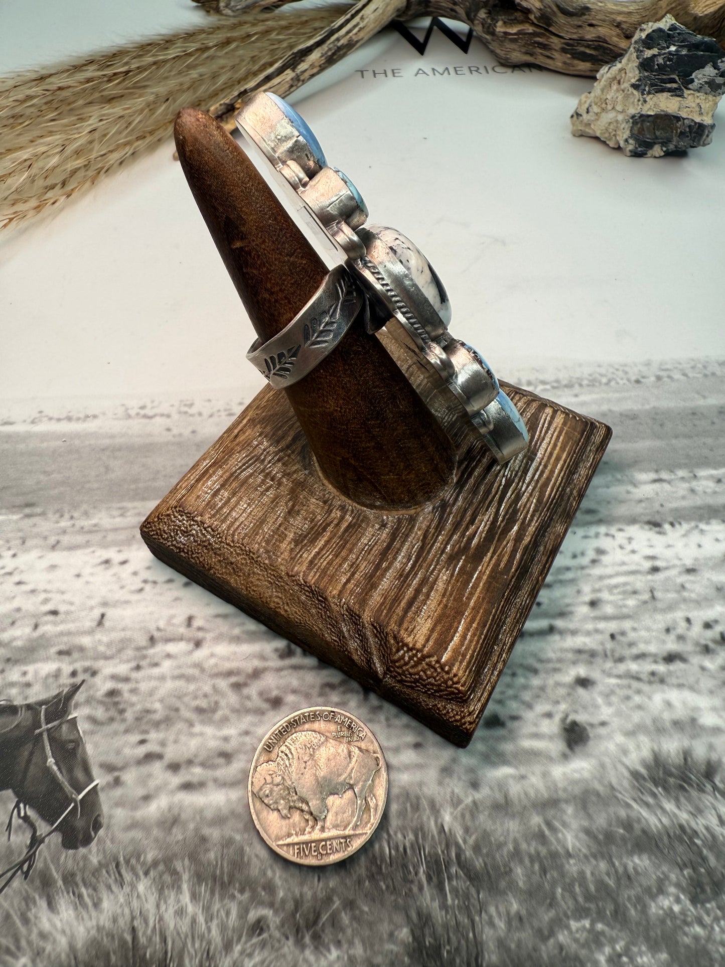 Big, Gorgeous, L.Begay White Buffalo & Golden Hills Ring