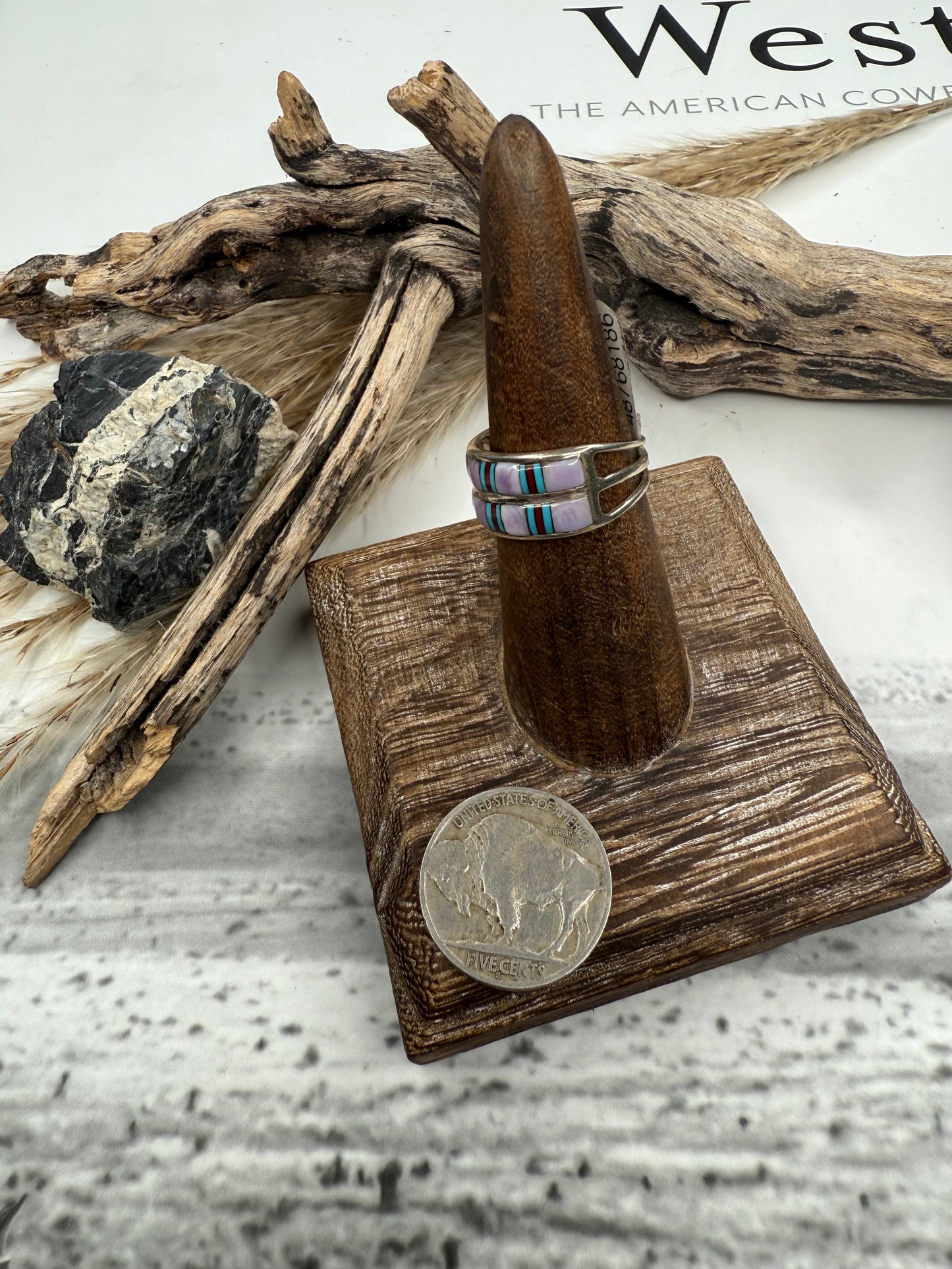 Turquoise and Wampum Inlay Ring