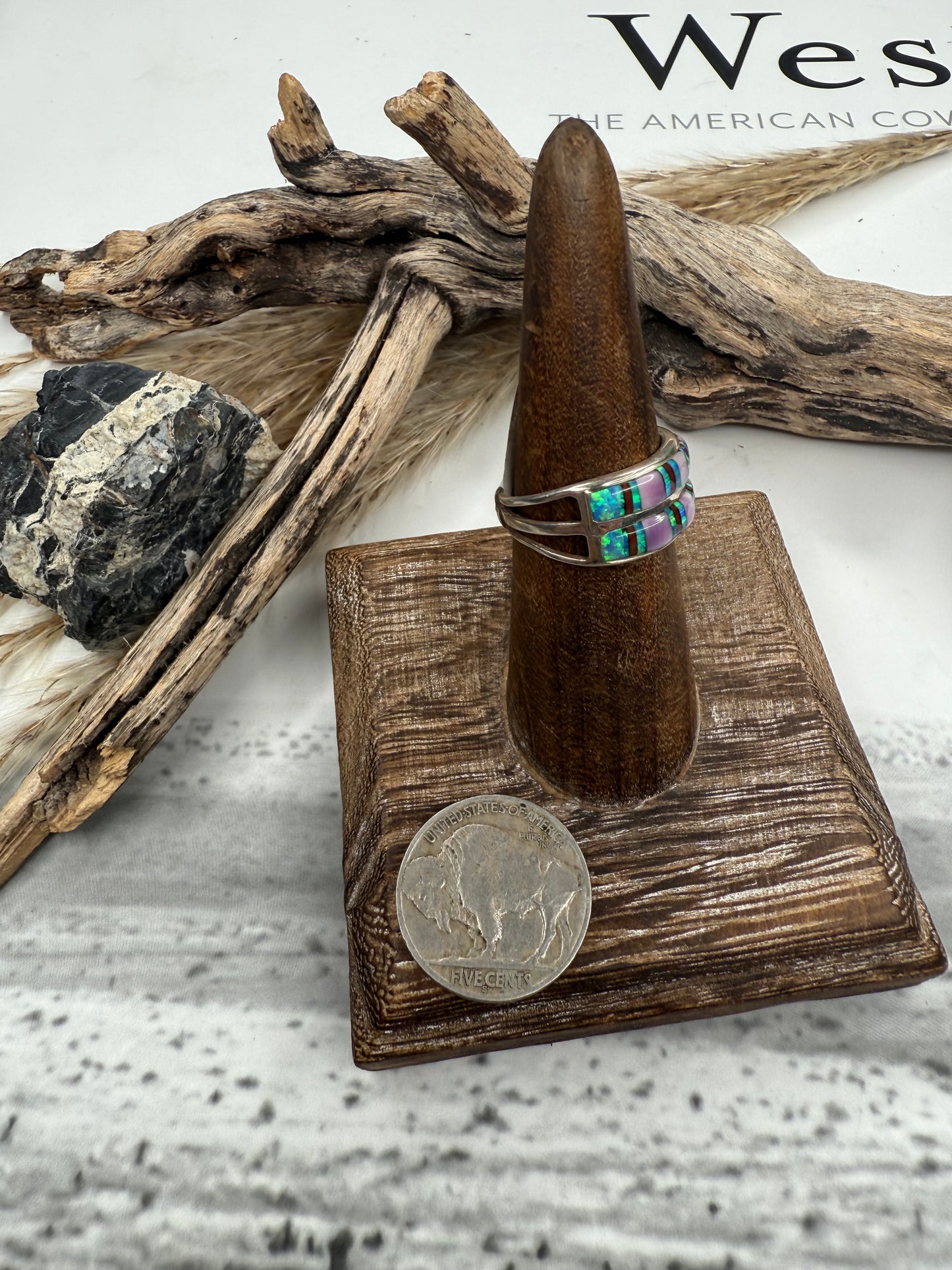 Opal and Wampum Inlay Ring