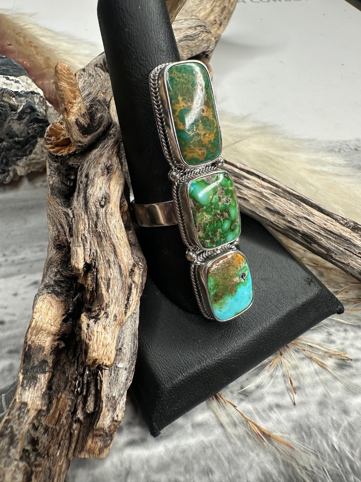 Size 9 3/4 Hand Made Three Stone Ring