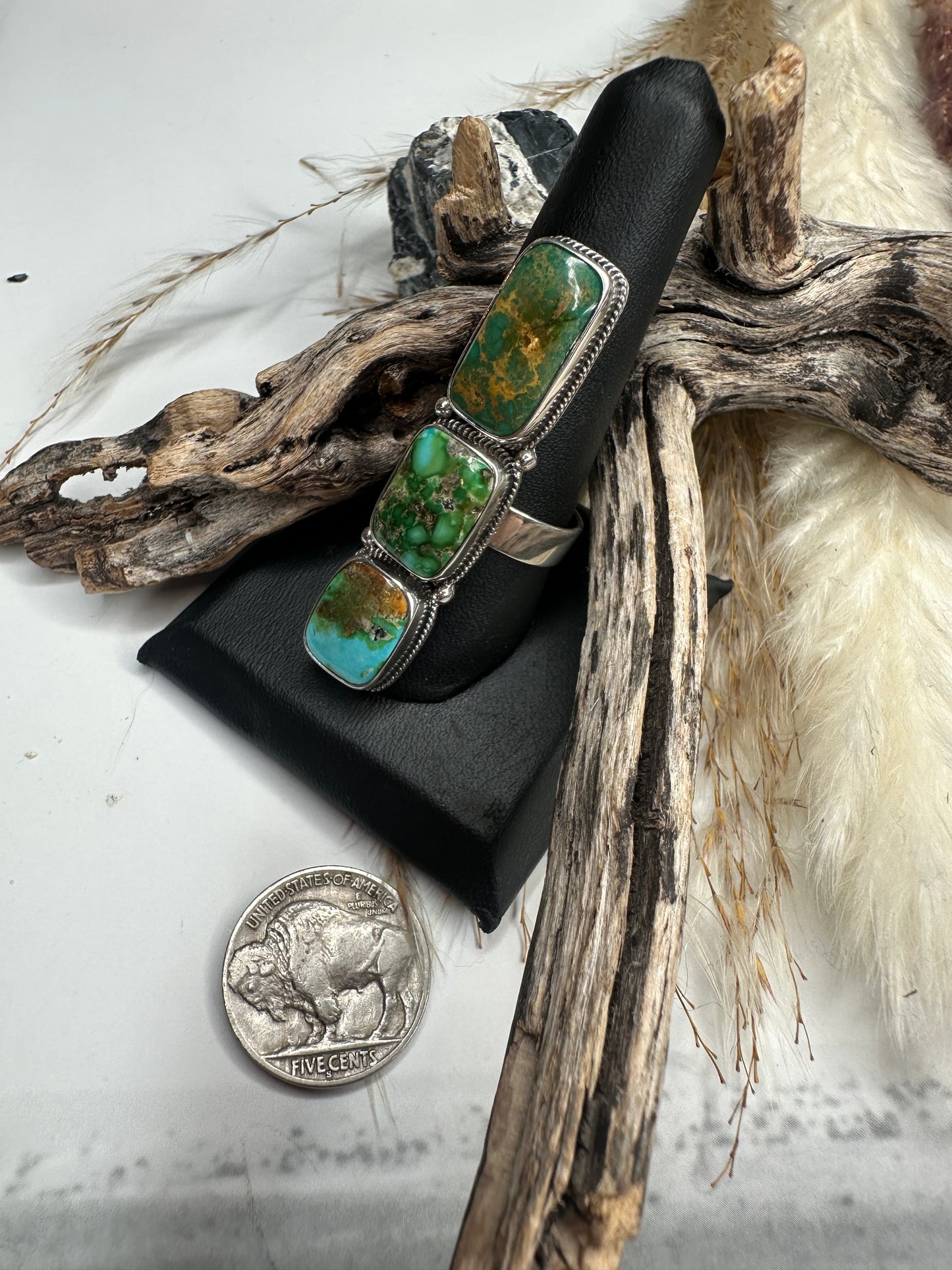 Size 9 3/4 Hand Made Three Stone Ring