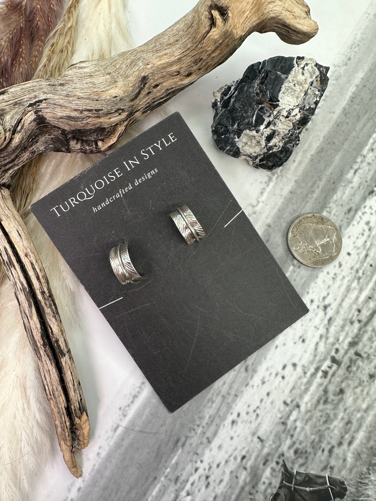 Tiny Feather Hoops