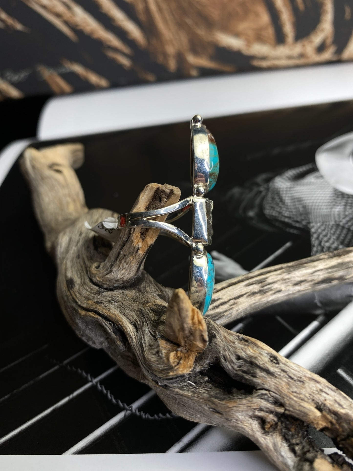 Druzy Pyrite & Turquoise Ring- adjustable