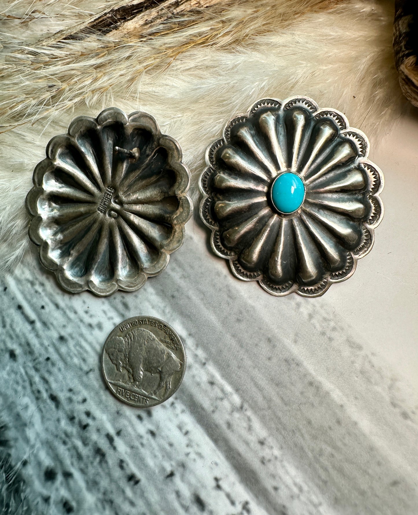 Joshua Christian Concho Earrings- Turquoise
