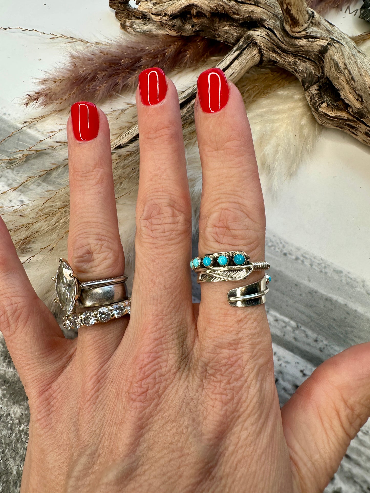 Infinity Feather Adjustable Ring