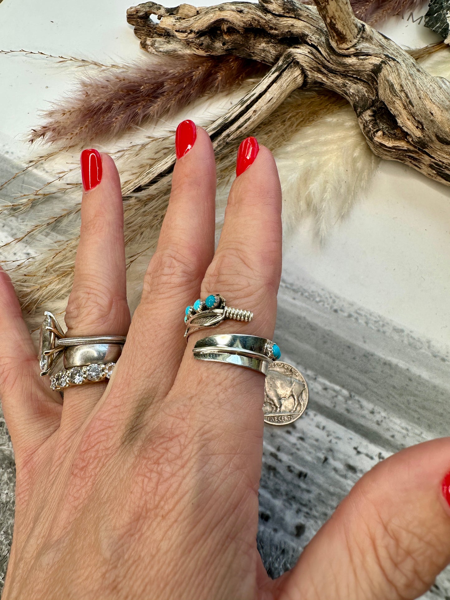 Infinity Feather Adjustable Ring