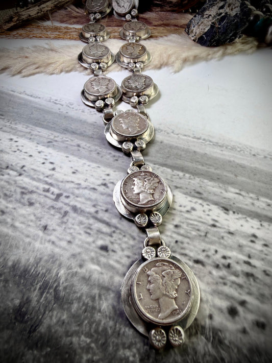 Mercury Dime Lariat by Delbert Secatero