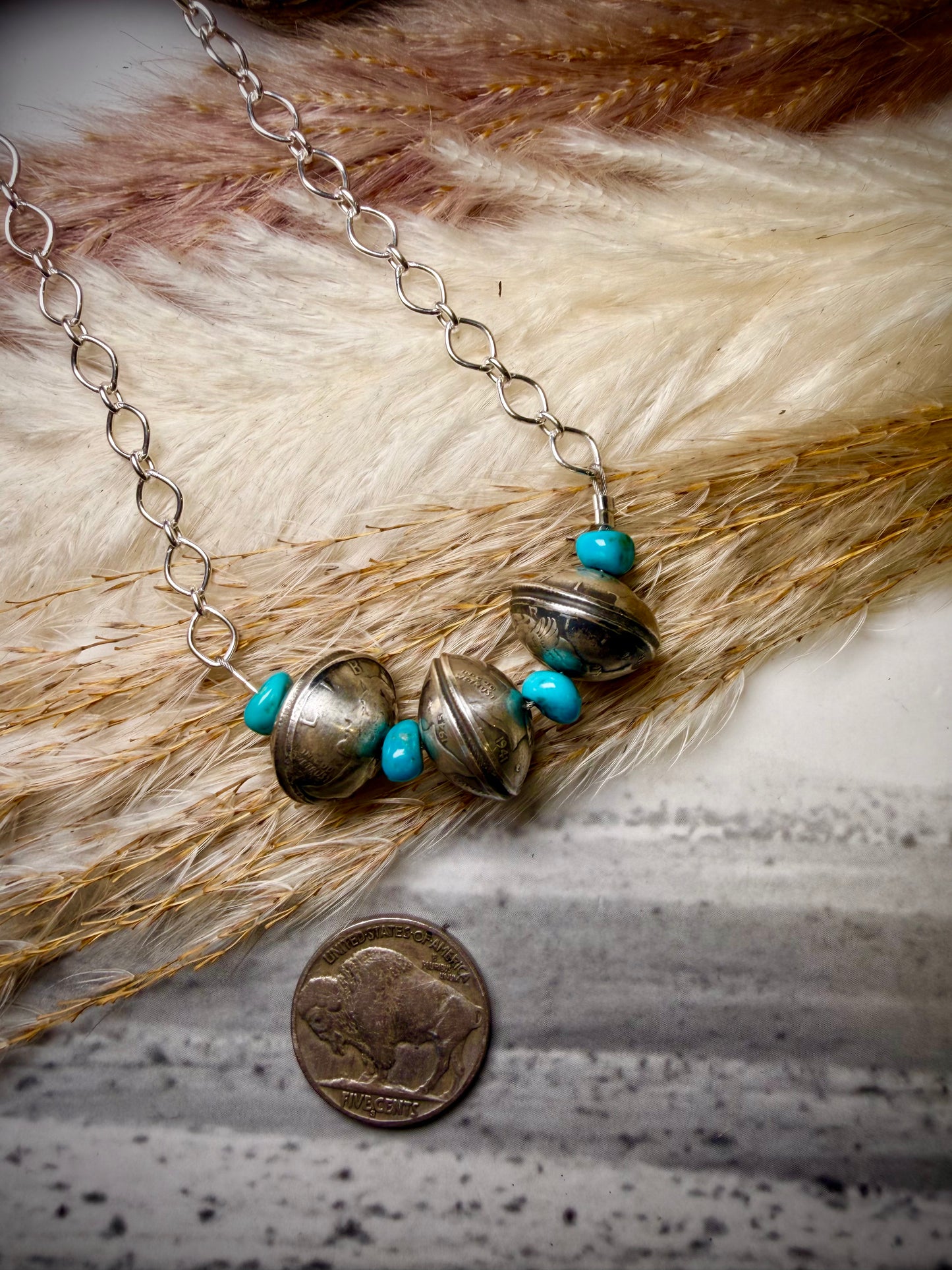 Mercury Dime and Turquoise Perfect Layering Necklace