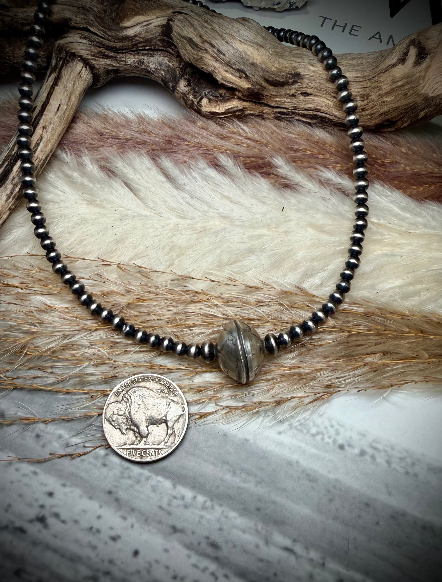 16" Sterling Pearl and Saucer with Mercury Dime Necklace