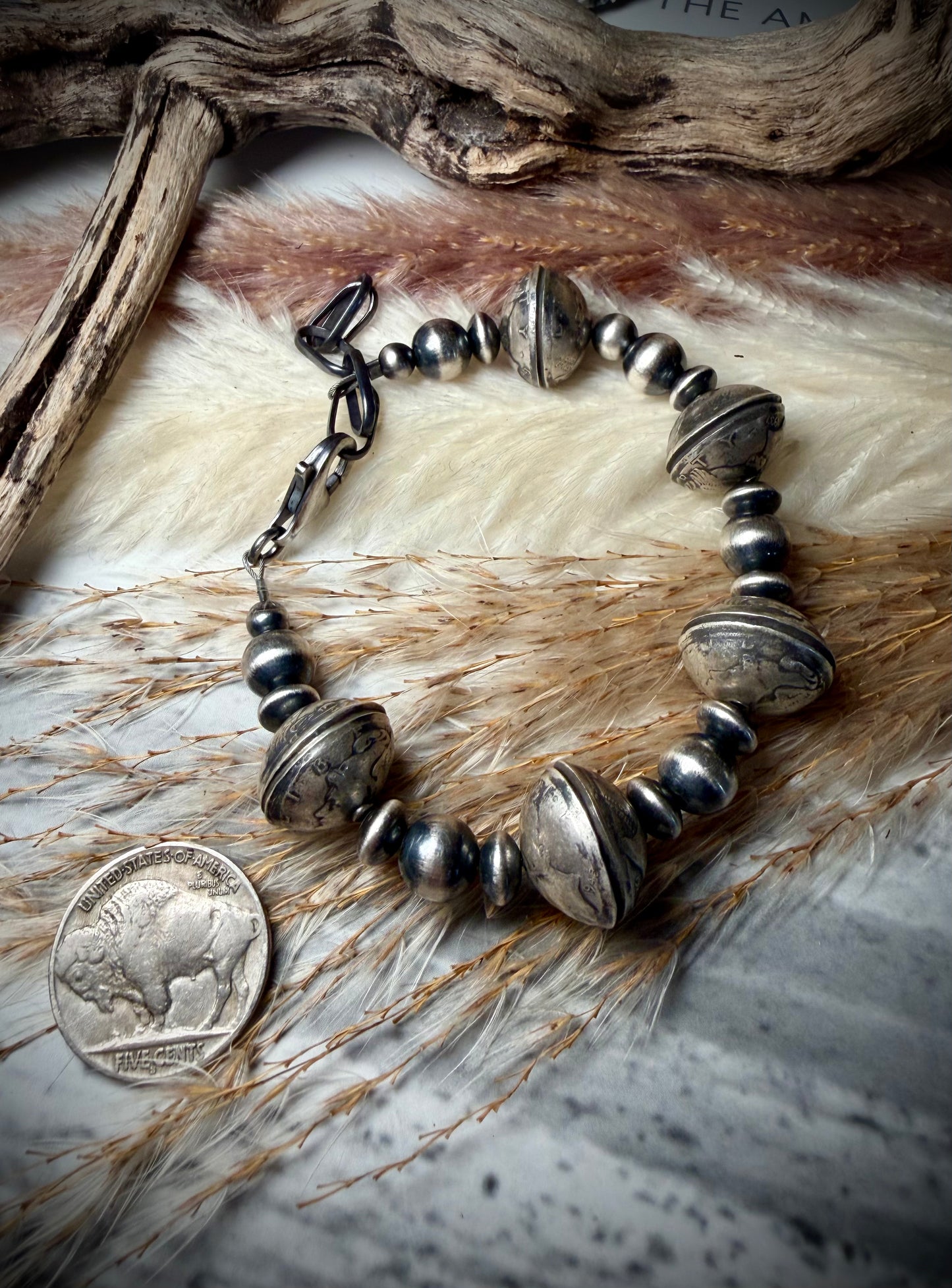 Mercury Dime Bracelet with Sterling Pearls and Saucers