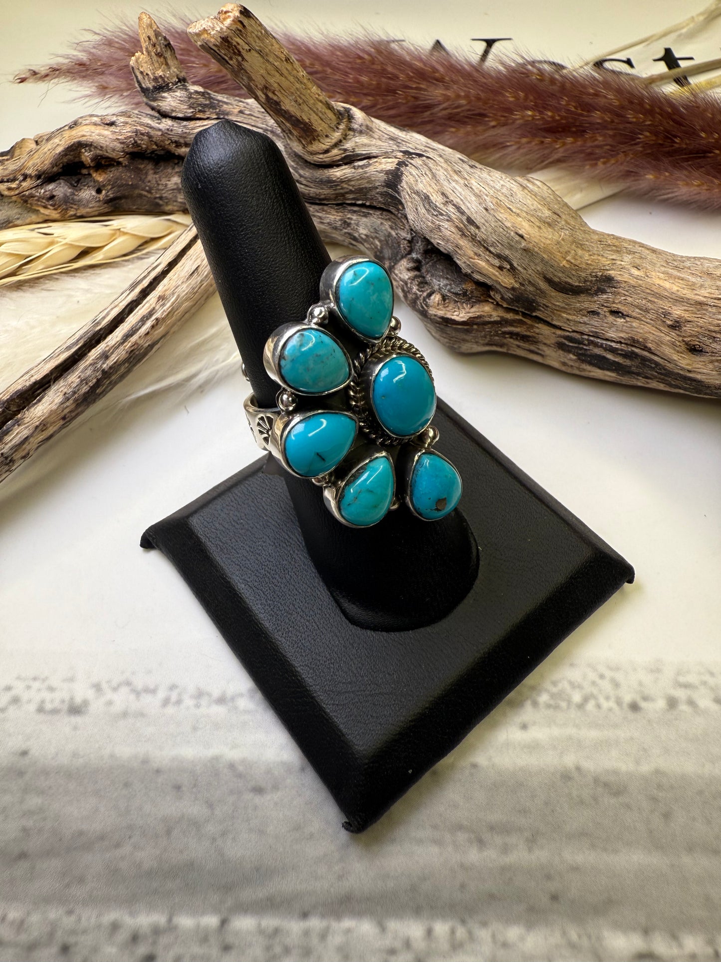 Half Cluster Adjustable Turquoise Ring