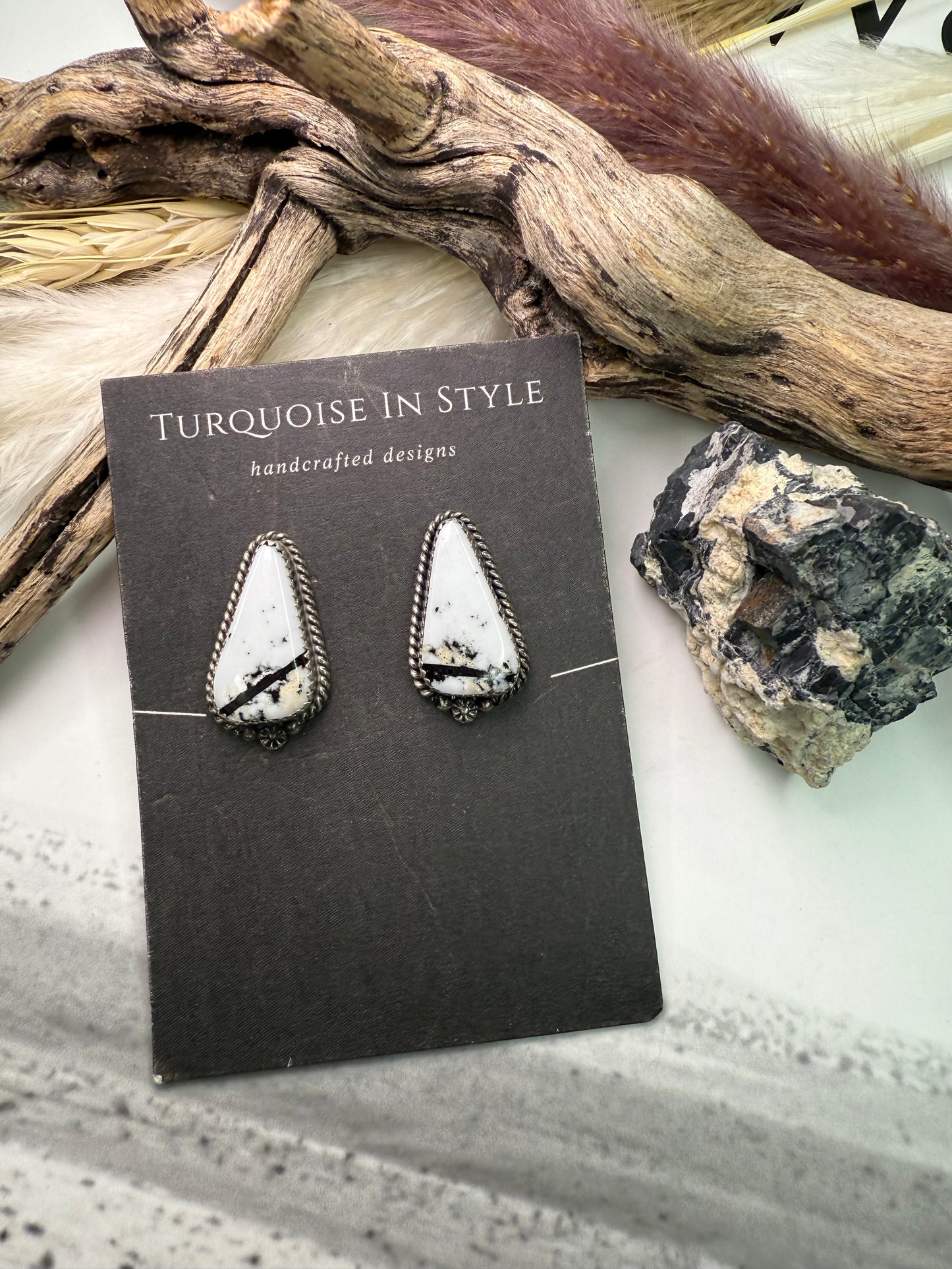 White Buffalo Stud Earrings