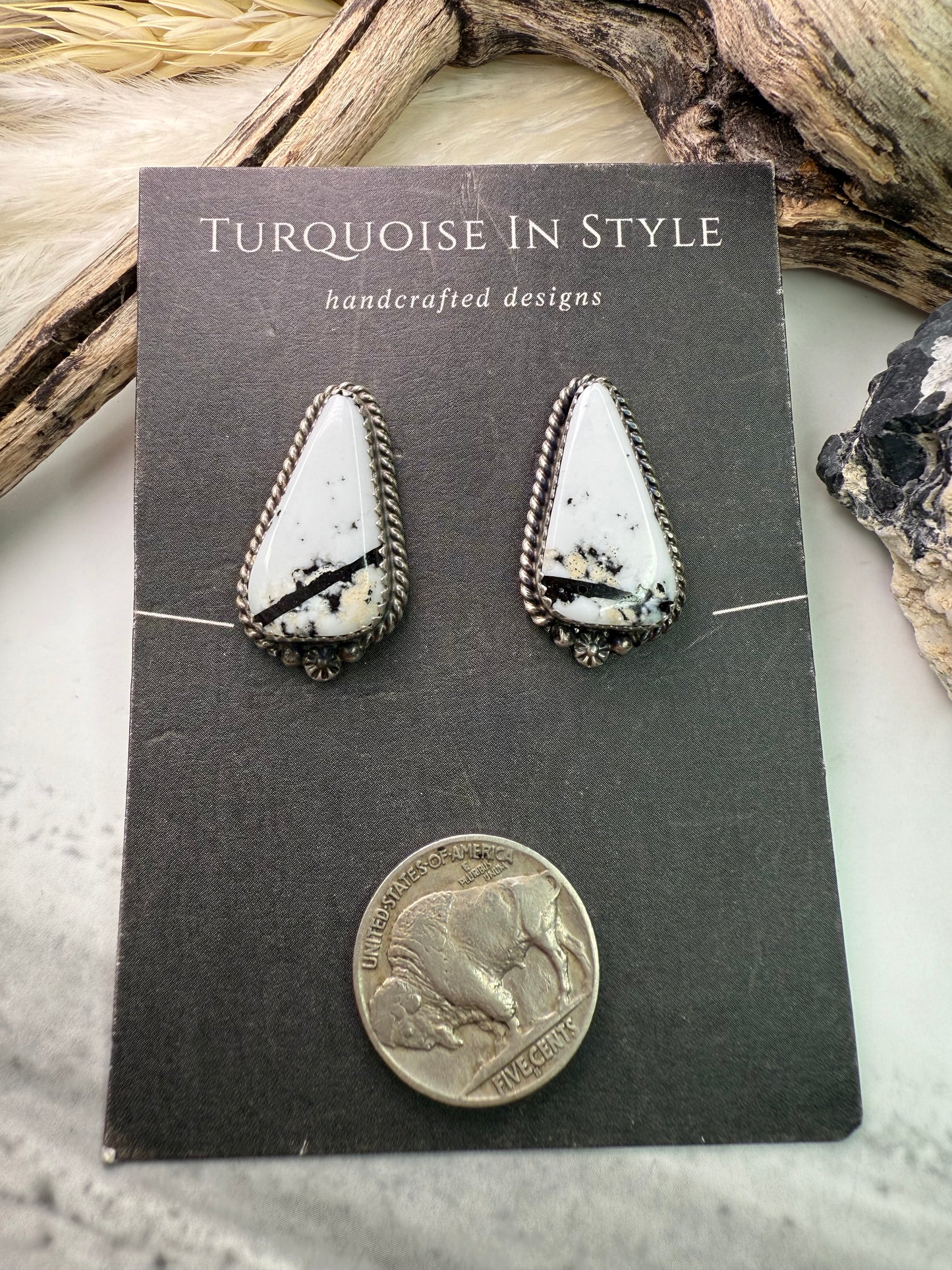 White Buffalo Stud Earrings