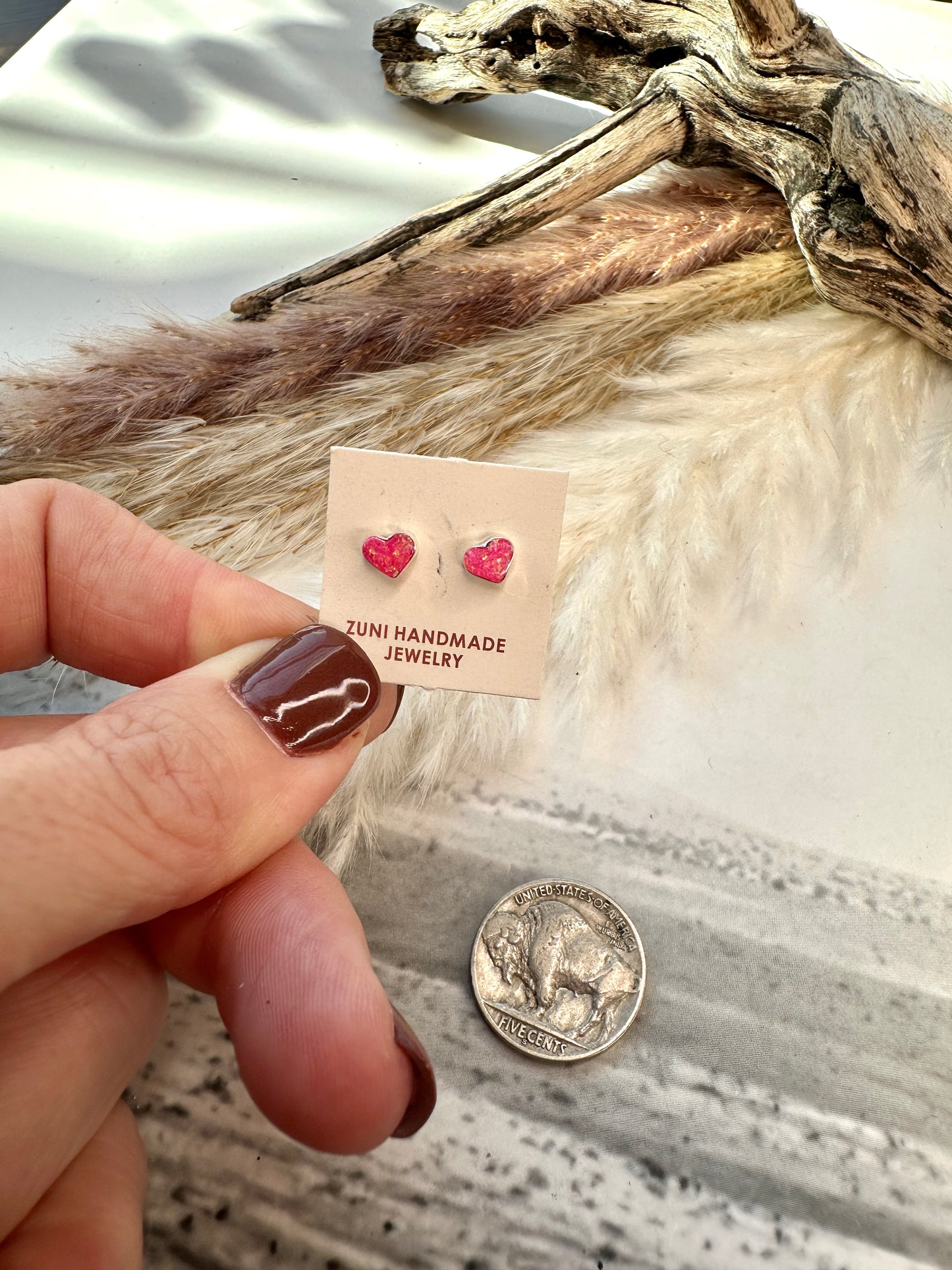 Zuni Heart Studs