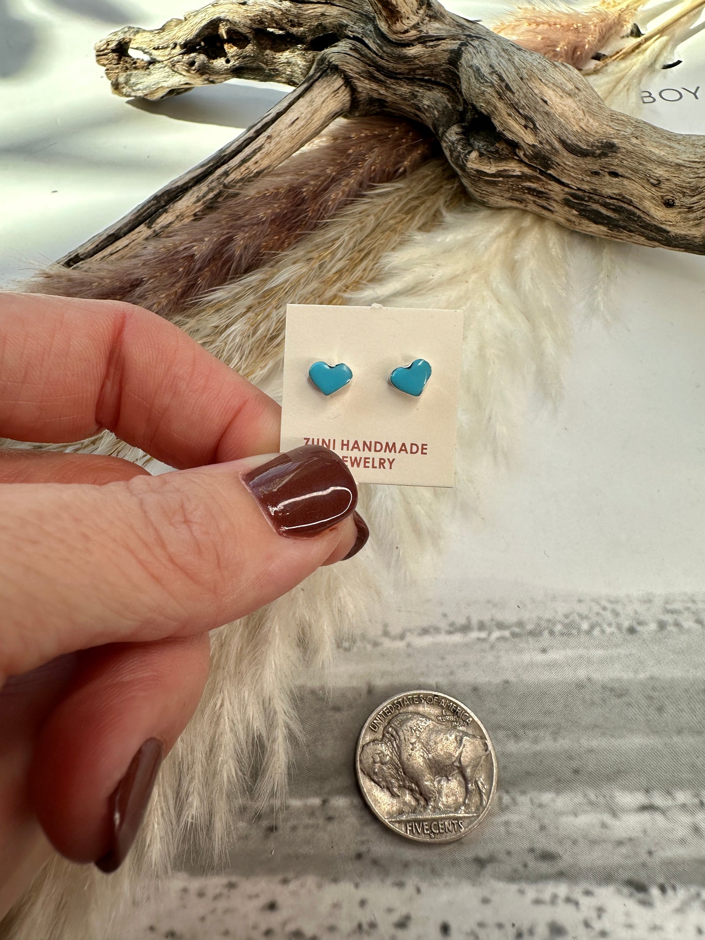 Zuni Heart Studs