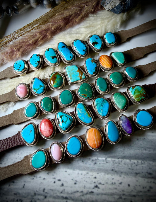 Seven Stone Leather Bracelets