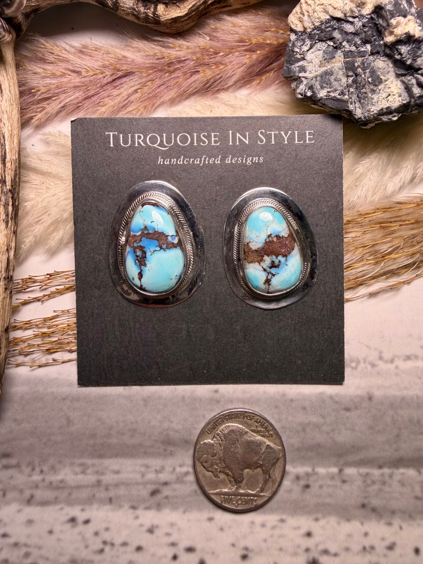 Golden Hill Stud Earrings by Randy Billy
