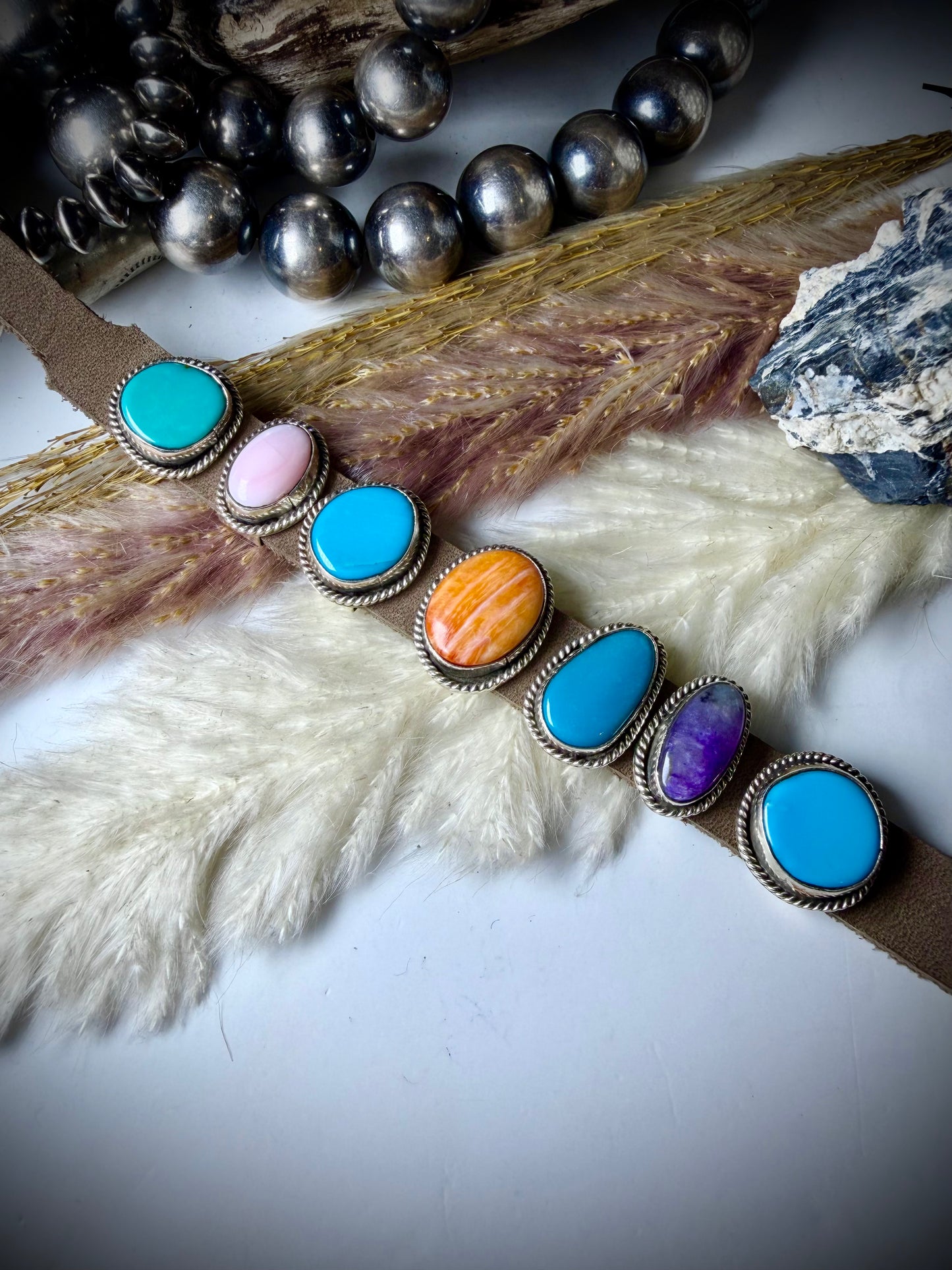Seven Stone Leather Bracelets