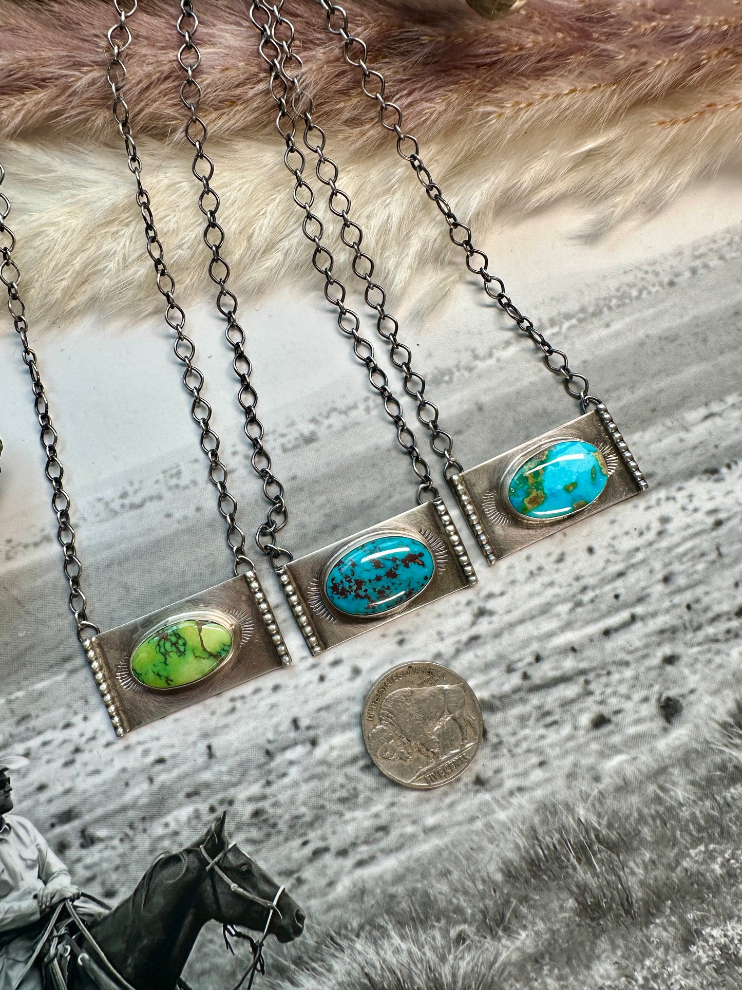 Stamped Sterling & Turquoise Necklaces