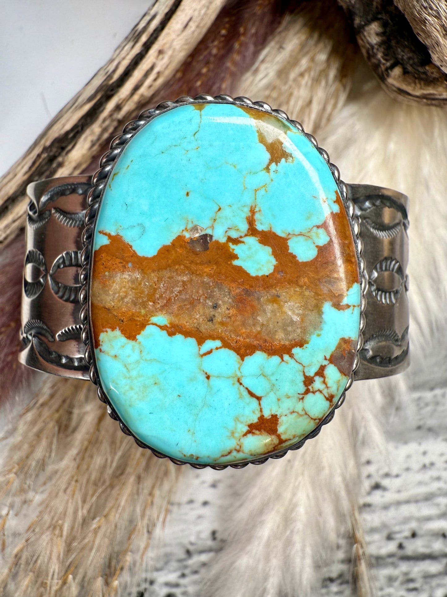 Breathtaking Light Blue Mine #8 Chimney Butte Cuff