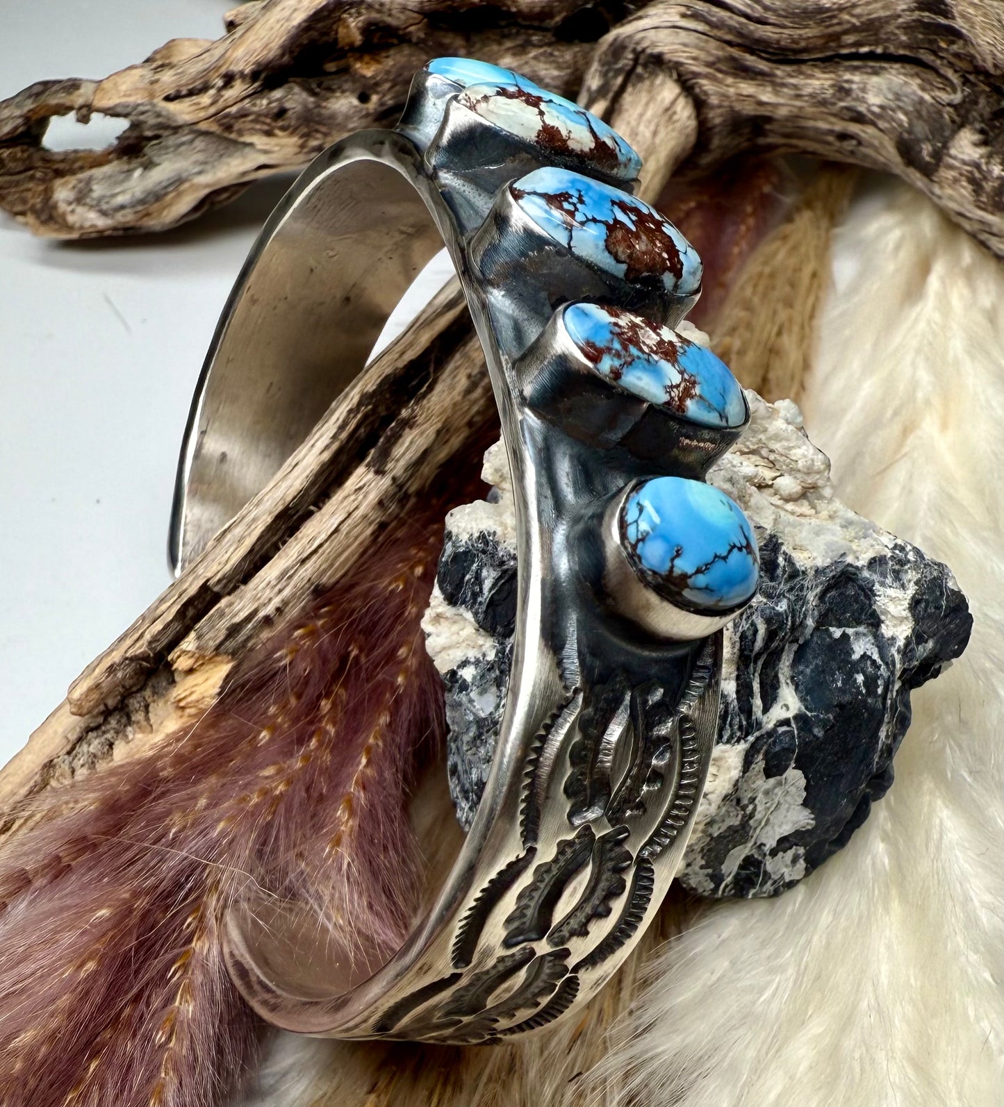 Golden Hills Turquoise 5-Stone Cuff by Chimney Butte