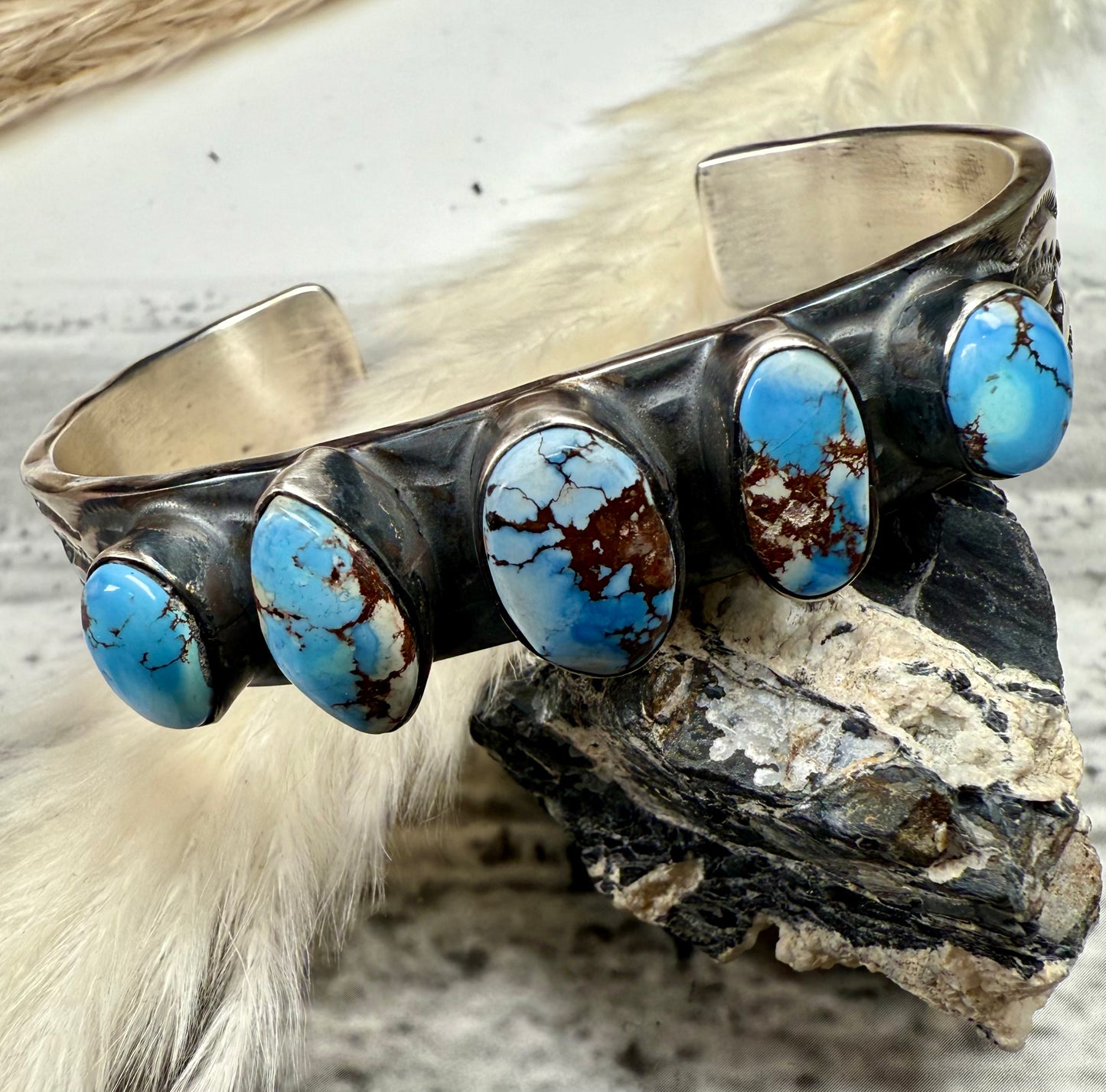 Golden Hills Turquoise 5-Stone Cuff by Chimney Butte