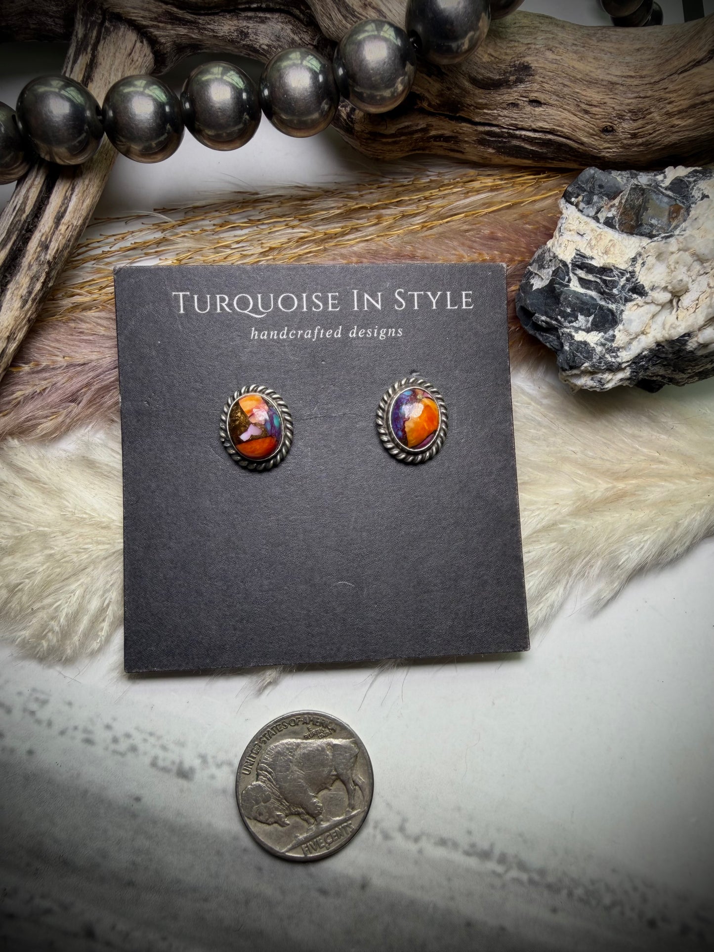 J Frank Pink Dahlia Studs