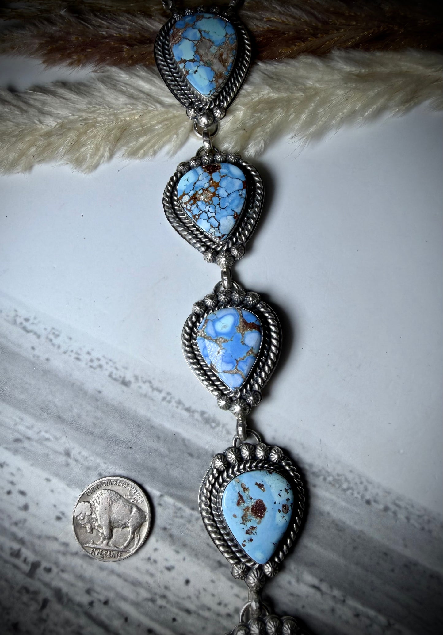 Golden Hills Six Stone Tie Lariat Necklace