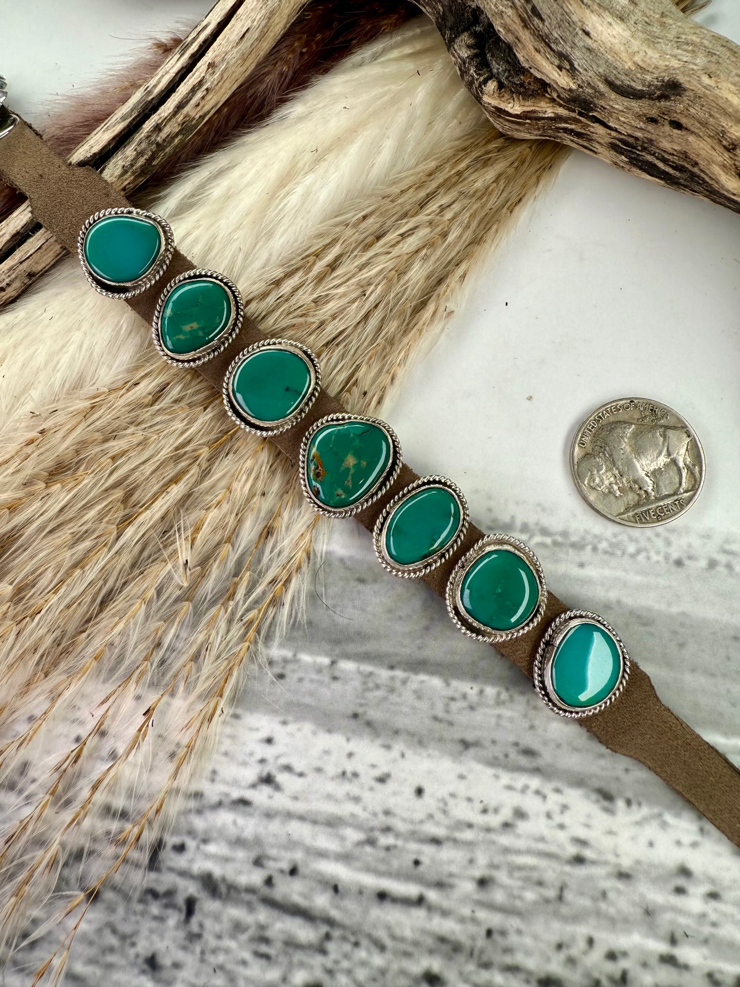 One-of-a-Kind 7-Stone Leather Bracelet