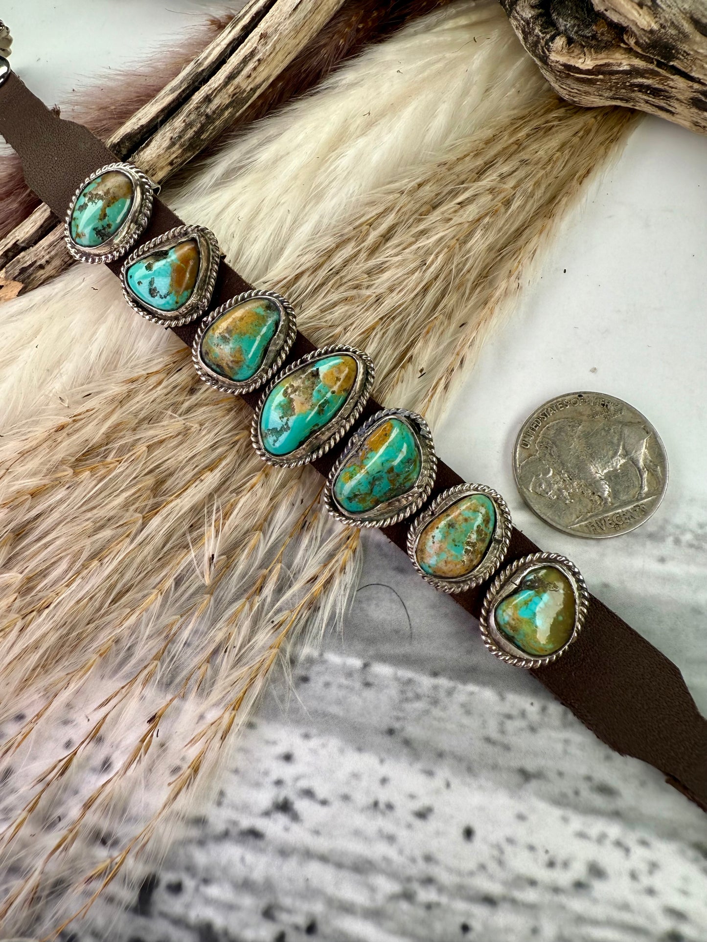 One-of-a-Kind 7-Stone Leather Bracelet