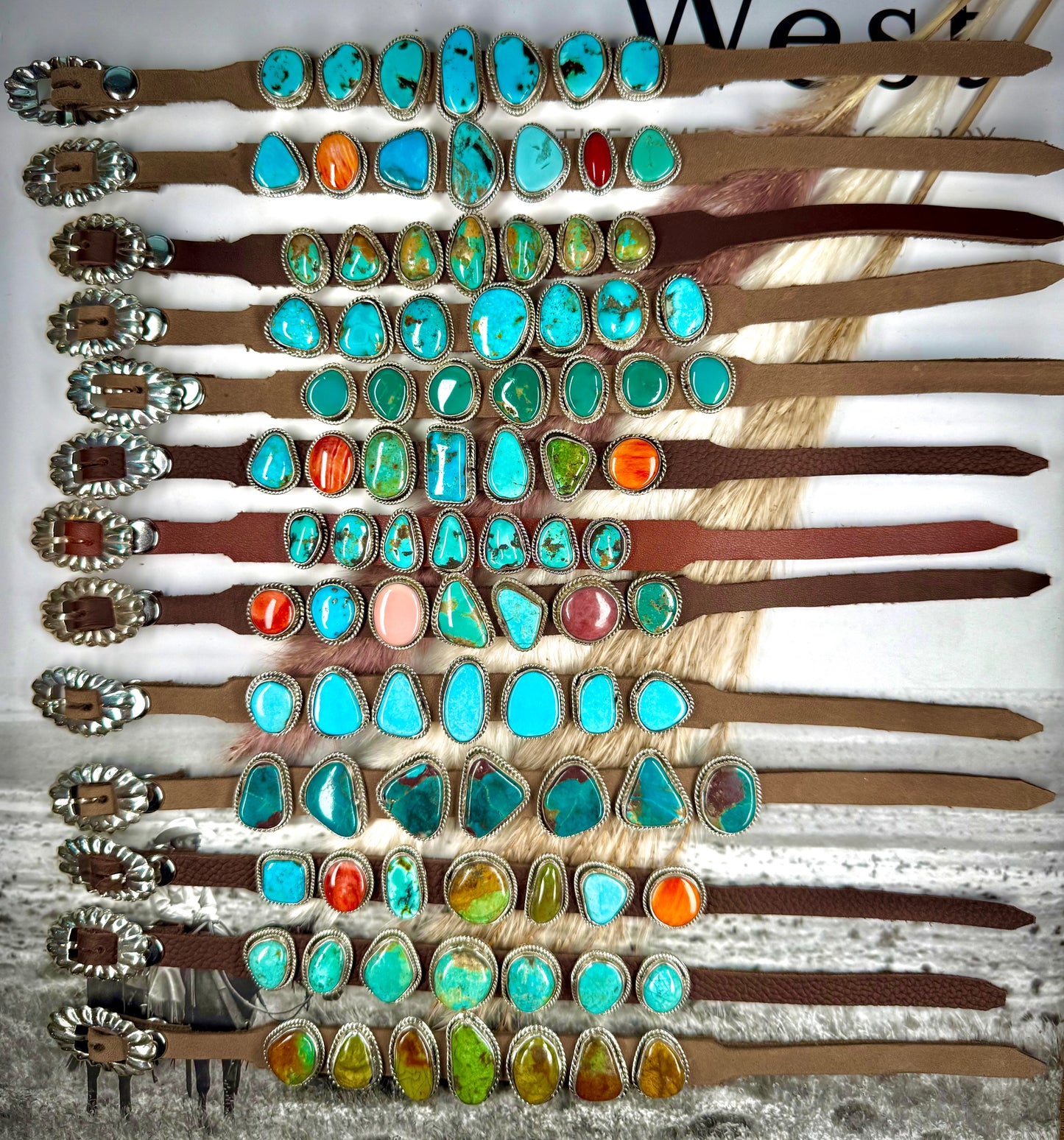 One-of-a-Kind 7-Stone Leather Bracelet