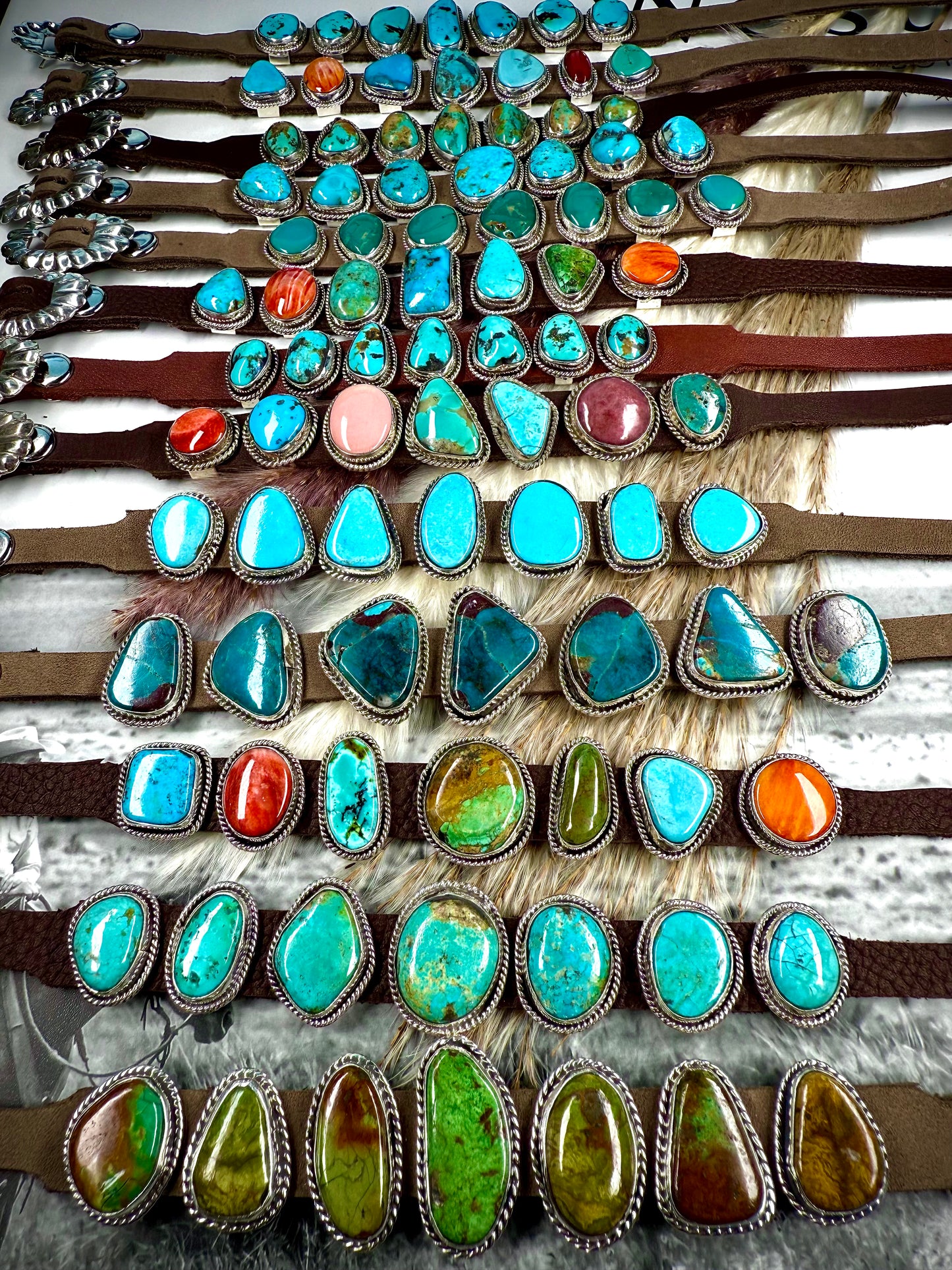 One-of-a-Kind 7-Stone Leather Bracelet