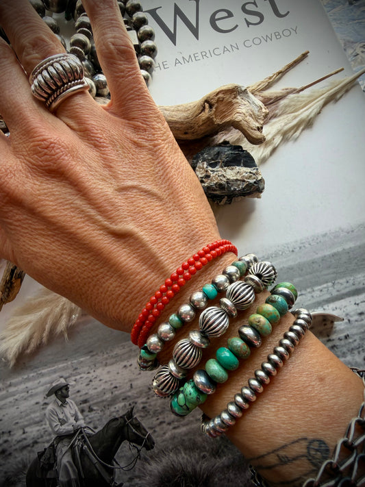Red Coral Memory Wire Bracelet