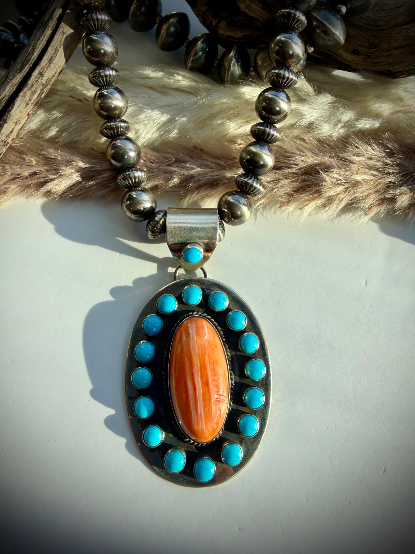 Sleeping Beauty and Orange Spiny Pendant