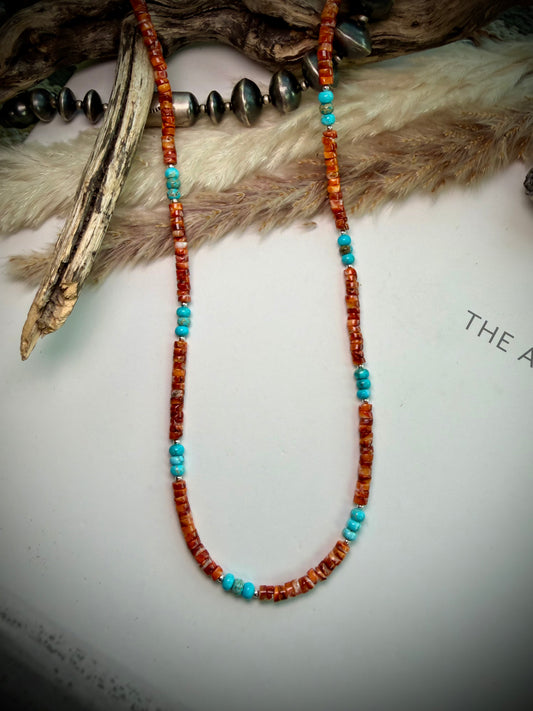 17" Red/Orange Spiny Necklace