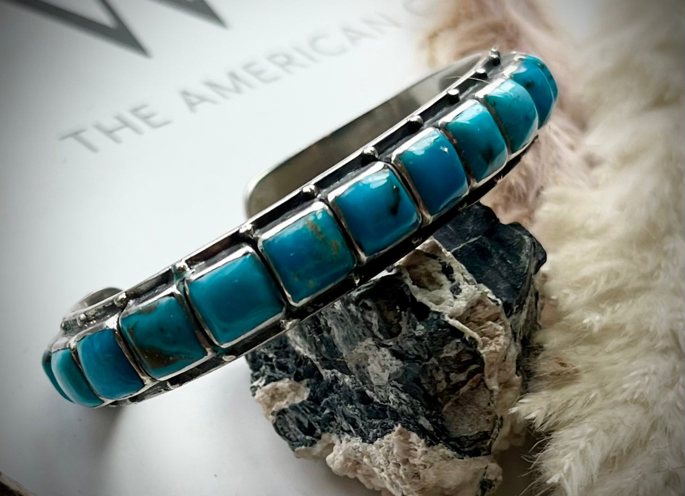 Federico Blue Turquoise Square Single Row Bracelets