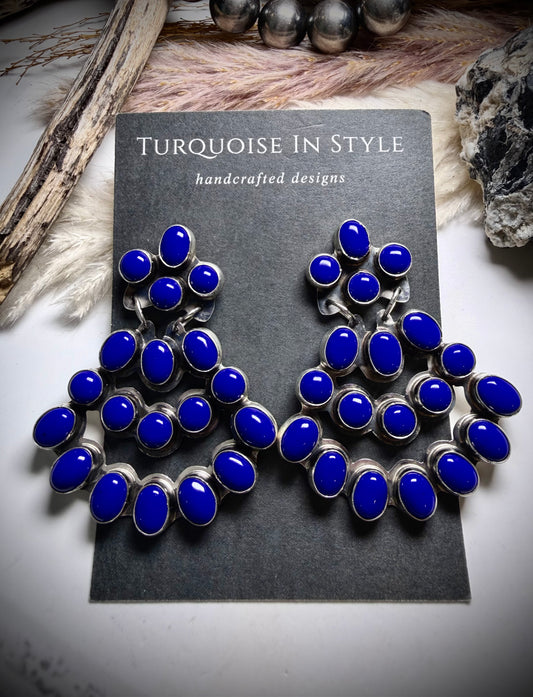 Lapis Chandelier Stud Dangle Earrings