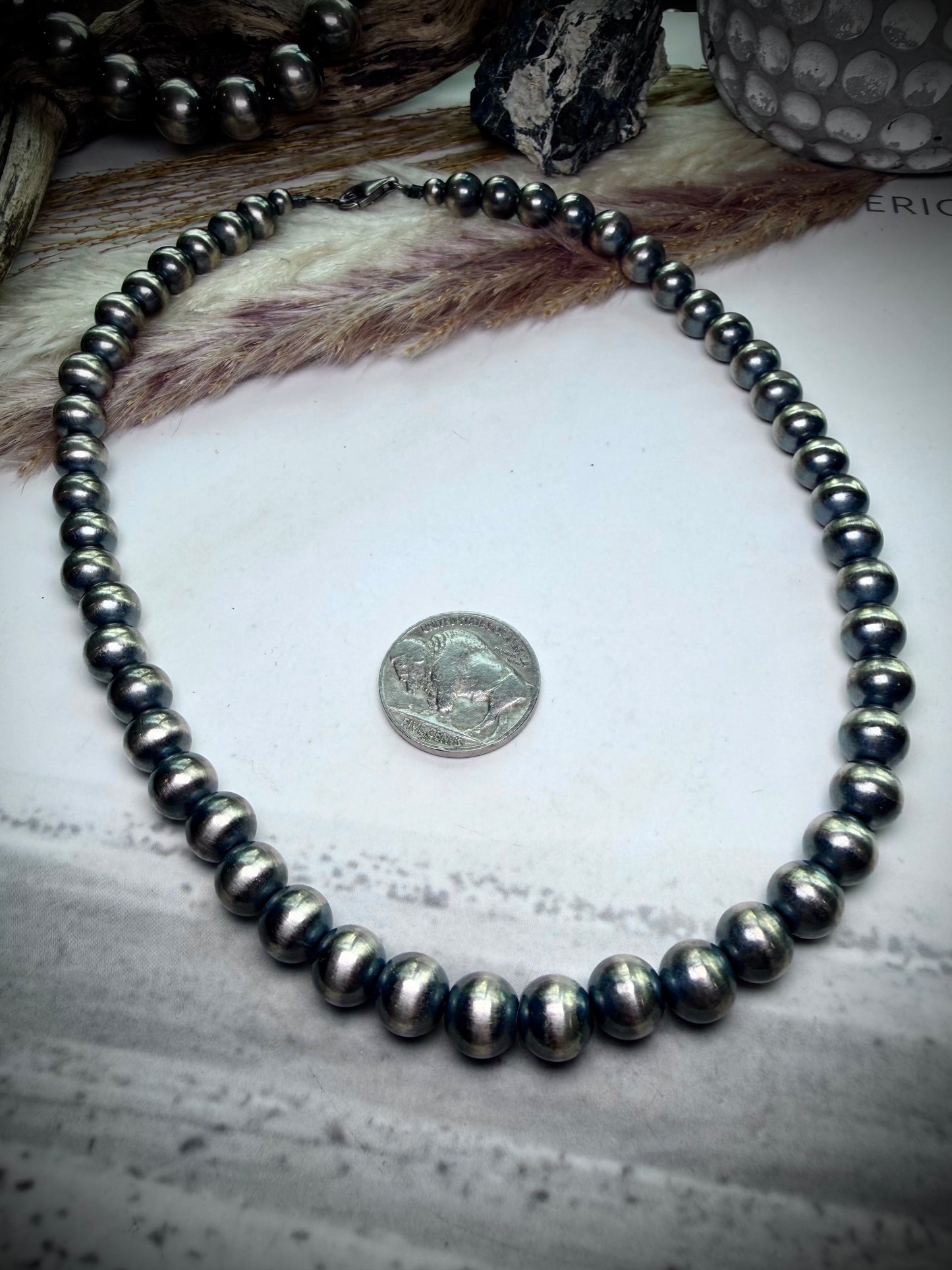 8mm 16" Sterling Silver Pearl Necklace