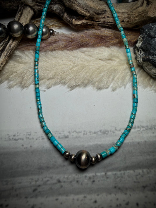 14" Sea Sediment Jasper Heishi Necklace