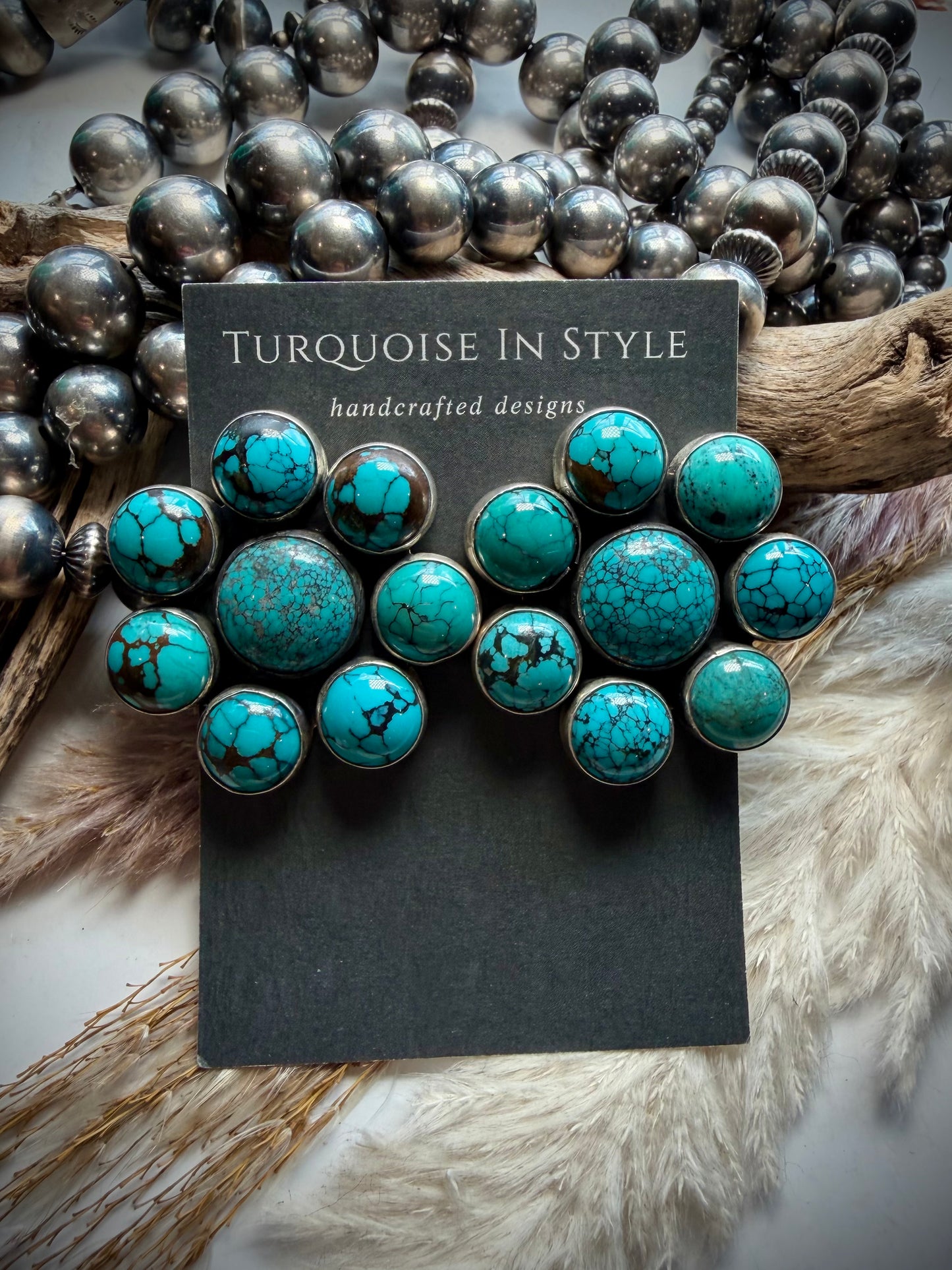 Federico Turquoise Cluster Earrings- Medium