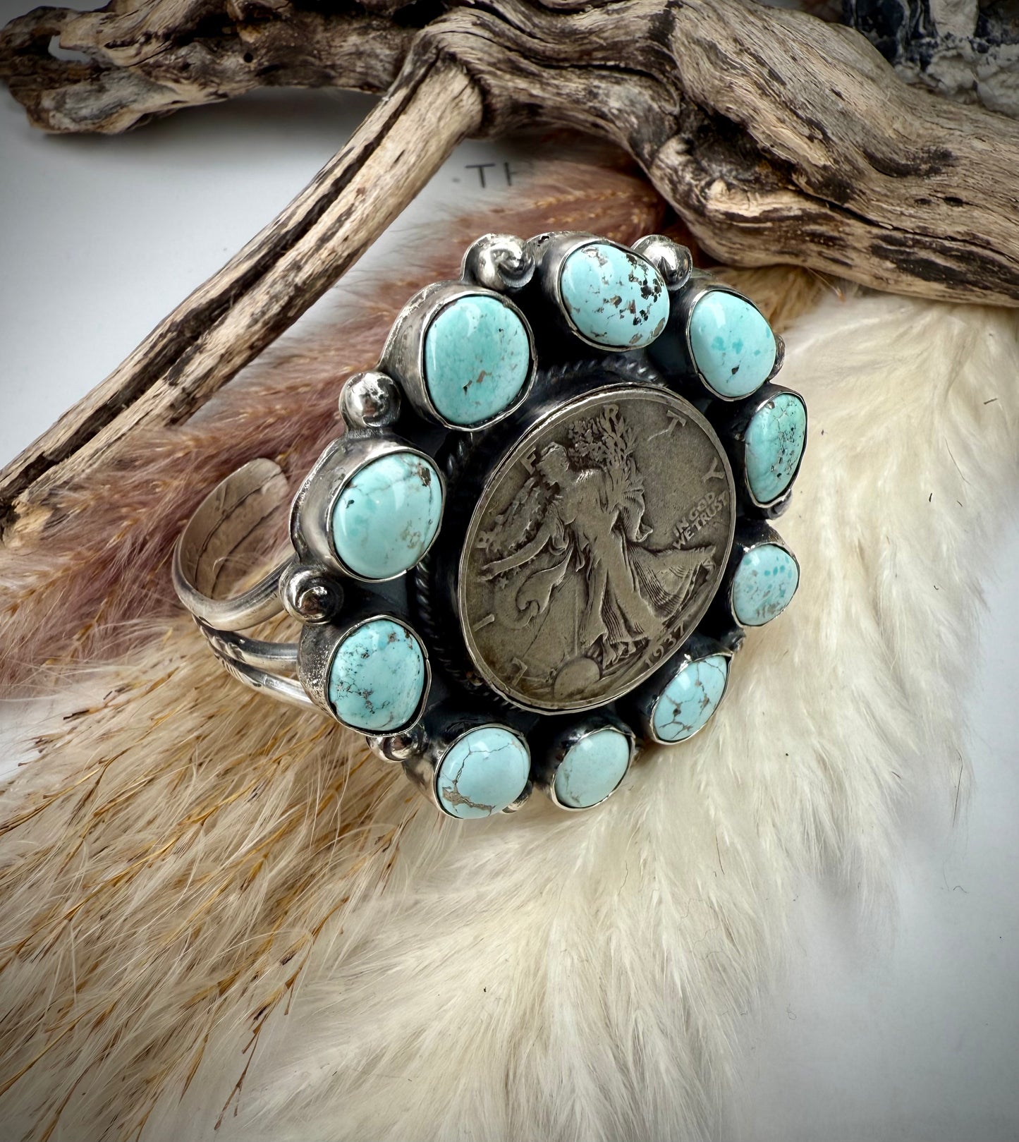 *Megan's Vaulted* Heirloom Dry Creek 1937 Walking Liberty Half Dollar Cuff
