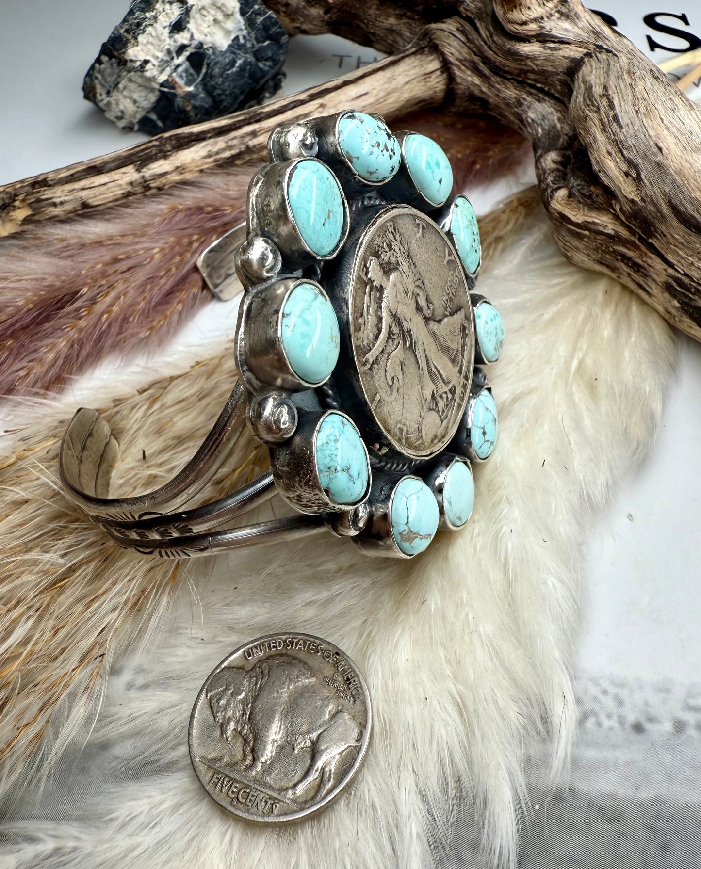 *Megan's Vaulted* Heirloom Dry Creek 1937 Walking Liberty Half Dollar Cuff