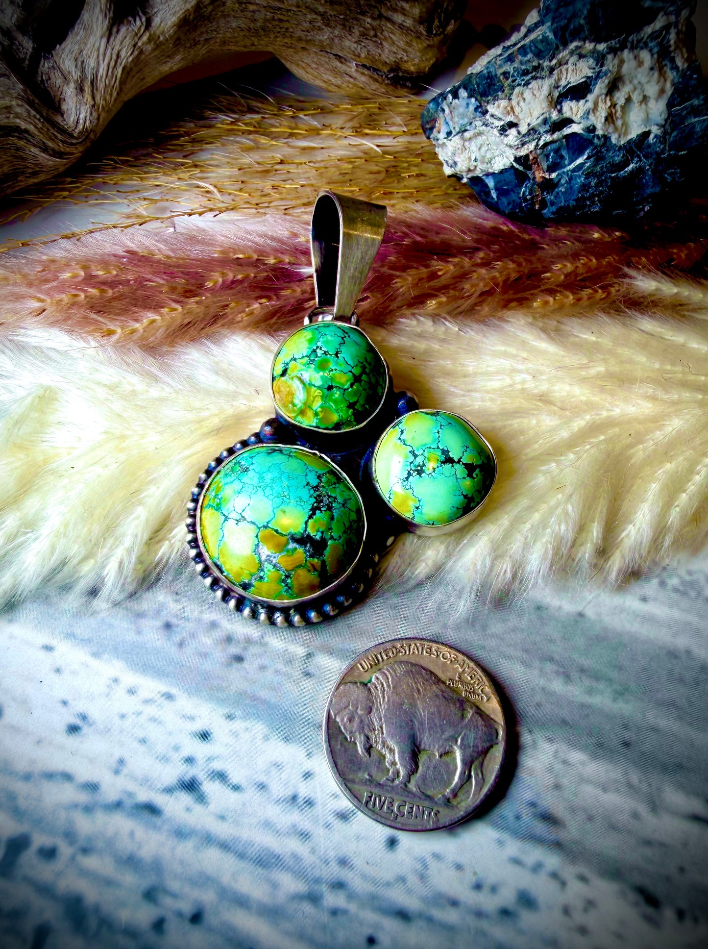 Triple Moody Blue Moon Pendant
