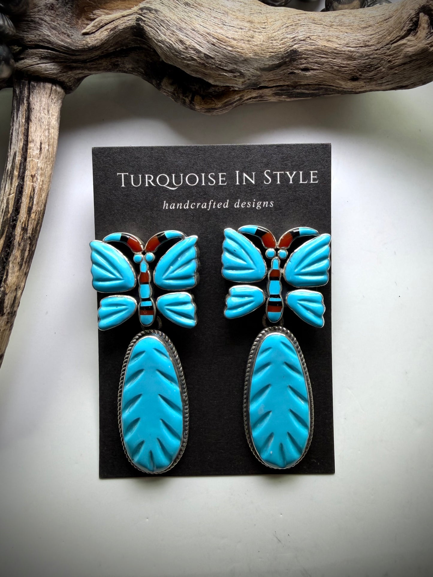 Federico Sleeping Beauty Turquoise Butterfly Earrings