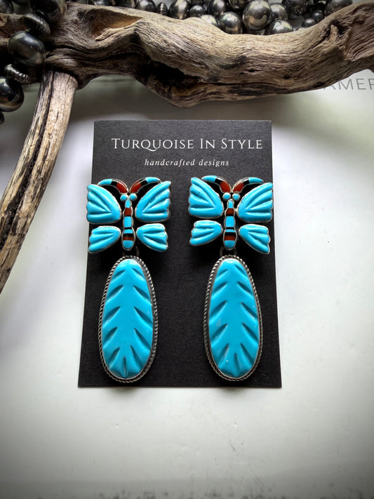 Federico Sleeping Beauty Turquoise Butterfly Earrings
