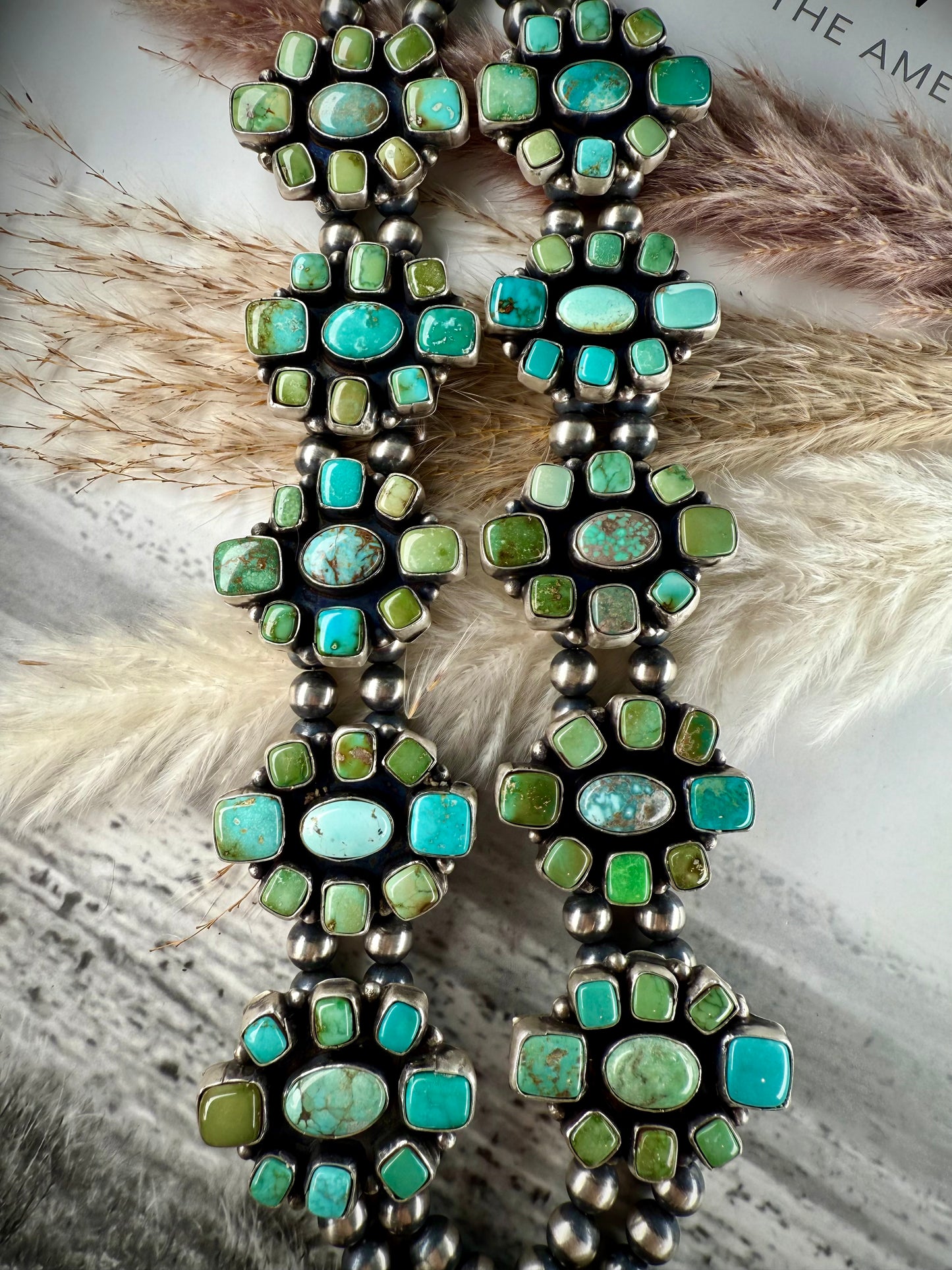 Ella Peter Square Mixed Mine Squash Blossom Necklace